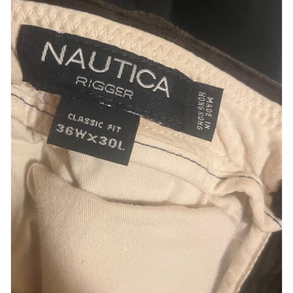 Vintage Nautica Mens 36x30 Classic Fit Rigger Dark Brown Corduroy Pants - Picture 2 of 4